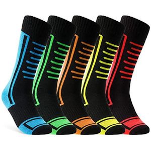 CityComfort Skisokken, set van 5 of 2 stuks, geschikt voor snowboard, warme thermische sokken, geschikt voor 3-9 jaar, Zwart 5 stuks, 27-31