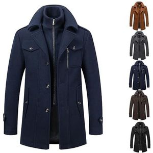 Heren Halflange Wollen Jas, Warme Wollen Winterjas, Jas Met Capuchon, Slim Fit, For Zakelijk Gebruik, Korte Jas, Elegante Trenchcoat, M-4XL