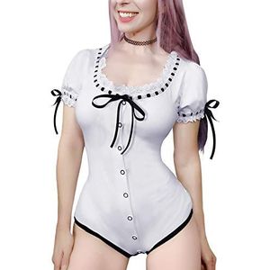LittleForBig Katoenen Romper Onesie Pajamas Bodysuit-Lolita Onesie Wit S