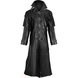 A&M Express Heren reverskraag volledige lengte lange mouwen jassen - mode trenchcoat winter warm gaming kostuum hoodie bovenkleding, zwart., L