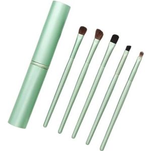 Make-upborstels, Blush Brush, Make-upborstelset, Make-upborstels, Mini draagbaar oog 5-delige make-upborstels Volledige set oogschaduwmake-up for beginners(Green)