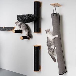 RHRQuality Klimzak voor katten, wandmeubel, klimwand (tot 20 kg), 175 x 30 cm, voor alle katten, (grijs)