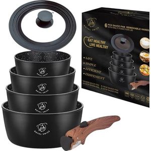 Blackmoor 18cm steelpan met gehard glas deksel/houteffect bakeliet