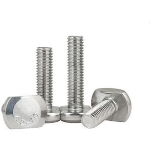 Bout, T-bouten, 10 stuks M6 8~55mm T-vormige draadstangklemdopbout GB37 304 roestvrij staal T-groefschroef(M6*40mm)
