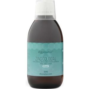 DIOXNATUR Colloïdaal zink 250ml 20ppm - zink gluconaat vloeibaar - amberkleurige glazen fles