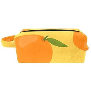 Opknoping cosmetische tas, kleurrijke hand getrokken oranje patroon toilettas voor vrouwen heren meisjes kinderen, draagbare make-up kleine tas, 8,2 x 3,1 x 3,5 inch, Multi kleuren 01, 8.2x3.1x3.5 in/21x8x9 cm,