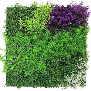 PROVISTON Akoestische 3D-wandpanelen, 520 x 520 x 50 mm, plantenwand, kunststof, gemengde flora, groen, violet, modulaire wandpanelen