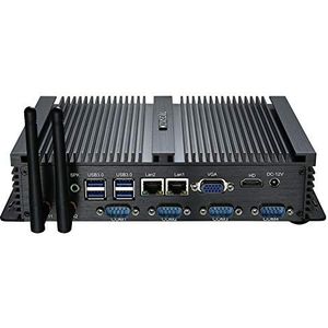 KINGDEL Krachtige mini-desktopcomputer, fanless industriële pc, Core i5 Dual Core CPU, 8 GB RAM, 128 GB SSD+1 TB HDD, 2xNIC's, 4xUSB 3.0, 4xCOM RS232, HD-poort, metalen behuizing