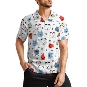 Kinderachtig patroon met honden heren golfpoloshirts klassieke pasvorm T-shirt met korte mouwen bedrukt casual sportkleding top XL