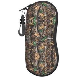 YQxwJL Koude Boom Camouflage Print Zonnebril Bril Brillen Case Tas Leuke Esthetische Zachte Lenzenvloeistof Reizen Pouch voor Vrouwen Mannen, Zwart, Eén Maat