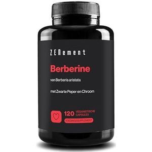 Berberine, 120 Veganistische Capsules | met zwarte peper en chroom | Het beste Berberis aristata extract | Veganistisch,GGO-vrij, glutenvrij | Zenement
