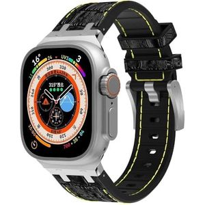 INSTR Zachte fluorrubberen band voor Apple Watch Ultra2 ultra 49 mm horlogeband voor iWatch-serie 9 8 7 6 5 4 se 45 mm 44 mm 42 krokodilpatroonband(Color:By silver,Size:41mm 40mm 38mm)