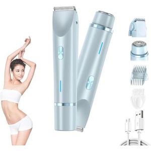 Ezme Razor, The Trimmie 2.0 van Ezme, 2-in-1 elektrisch scheerapparaat met dubbele kop, vervangbare messen, waterdicht, nat/droog gebruik voor gezicht, benen, bikini en oksels (blauw)