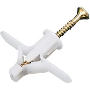 Zelfboorende schroeven, Schroefset 100 stuks kunststof expansie gipsplaatankerset, zelfborende muurankers met schroeven(White,53mm)