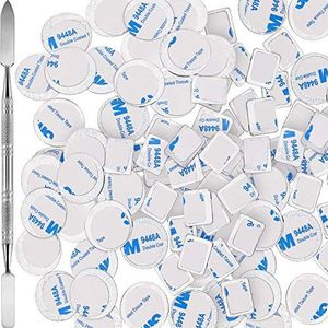 101 Stuks Metalen Stickers voor Eyeshadow Palette Set, Bevat 1 Bedenken Depotten Gereedschap, 50 Vierkante Zelfklevende Lege Palet Metalen Stickers en 50 Ronde Make-up Kleurrijke Palet Stickers