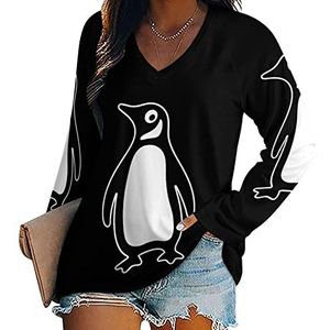 Pinguïn nieuwigheid damesblouse tops V-hals tuniek t-shirt voor legging lange mouwen casual trui