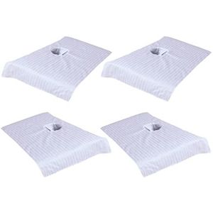 4 stuks witte katoenen massagetafelhanddoek met gezichtsgaten, hoeslaken for schoonheidsbed