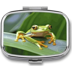 Boom Kikker Baby Pillendoos Pil Organizer Pil Case 2 Compartiment Geneeskunde Pil Organizer Kleine Pil Case Pil Container Pillenhouder Leuke Pillendoos Mini Pillendoosje