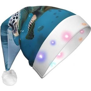 SSIMOO Sea Turtles Christmas Party Hat - Volwassen Gloeiende Kerstman Hoed Met Led Lichten,Feestelijke Feestaccessoires