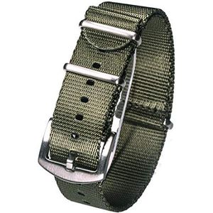 Horlogebandjes voor mannen en vrouwen, horlogeband 18mm/20mm/22mm/24mm Horlogeband Nylon Horlogeband Huidvriendelijke Horlogeband vervanging Khaqi (Color : Green (Silver), Size : 18mm)