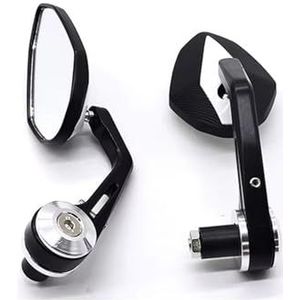 Motorfiets achteruitkijkspiegel Aluminiumlegering Motorfietsspiegel 22mm Stuuruiteinde Spiegel Universeel Voor Kawasaki Spiegel motorfiets(Silver)