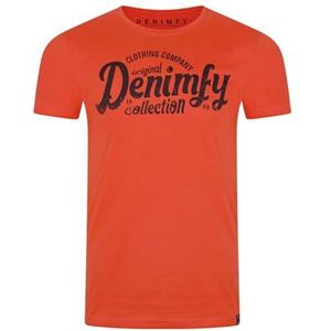 Denimfy DFNuri T-shirt, voor heren, katoen, regular fit, ronde hals, korte mouwen, zomer, logoprint, in zwart, grijs, blauw, groen, rood, wit en marineblauw, maten S, M, L, XL, XXL, 3XL, 4XL, 5XL, L