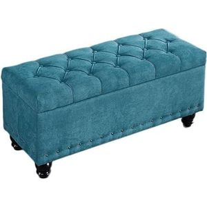 Nordic Opbergkruk Ingang Verandering Schoenenbank Ottomaanse Voetenbank, Massief Houten Poten, Slaapkamer Bank Kruk Bed Eindkruk Comfortabel en duurzaam (Color : Lake Blue, Size : 80x40x45cm)