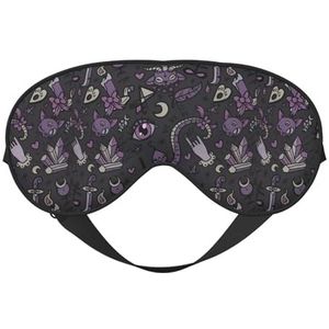Paars Zwart Goth Spooky Unisex Elastische Verstelbare Gesp Ontwerp Verduisterend Slaap Oogmasker voor Thuis Reizen Yoga Kantoor Nap