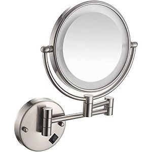 FJMMSJPVX 20,3 cm dubbele bril, LED-uitbreidingsspiegel, 10 x uitbreidbare spiegel, wandgemonteerde make-upspiegel, opvouwbare spiegel, 360 graden draaibare badkamerspiegel