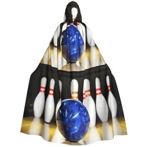 Womens Mens volledige lengte carnaval cape met capuchon cosplay kostuums mantel, 185 cm bowling