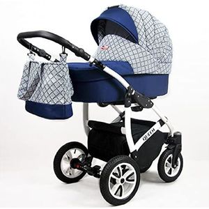 Kinderwagen 3in1 2in1 Isofix Buggy Set Queen van Lux4Kids Sailor Blue 2in1 zonder autostoel