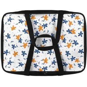 Pzuqiu Geïsoleerde braadpan draagtas warm en koud voedsel draagtas lasagne houder lunchtas voor picknick partijen reizen, Blauw Oranje Bloem