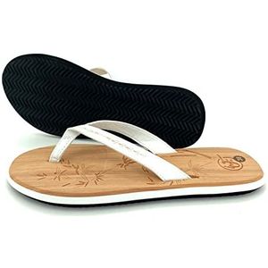 heimtexland ® Flip Flops Vegan slippers voor dames, boho, zomer, teenslippers sandalen, bamboe-look, type 782, wit, 37 EU