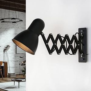 Zwarte wandlamp met schakelaar E27 uitschuifbare zwenkbare wandlamp kinderkamer keuken bureaulamp