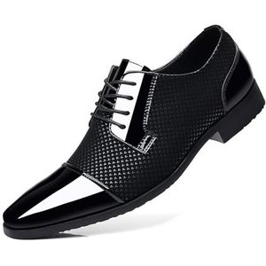 KYOESCAI Heren Formele schoenen Casual lace-ups ademend lakleer Brogues zakelijke bruiloft comfortabele dress schoenen,zwart,38 EU
