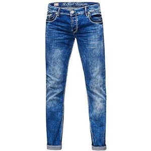 Rusty Neal Jeans broek heren jeans broek 'Levin Blue Used Stretch Broek -4, blauw, 33W / 32L