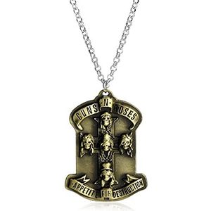 Geschenken voor mannen Rockmuziekband Guns N 'Roses Skull Death Logo Hangers Kettingen Ketting for Vrouw Man Muziekserie Sieraden (Color : 002 Bronze)