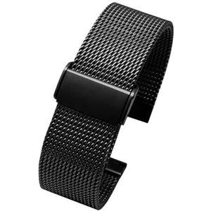 Geschikt for Panerai Seiko nr. 5 ingeblikt Casio Huawei Omega roestvrijstalen band Shark Mesh Milan band 22 24 mm ademende metalen horlogeband (Color : G29-04 Black, Size : 22mm)