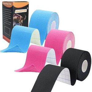 ANAMPION 3 Rollen Kinesiologie Tape,5mX5cm Kinesiotape,Profi Physio Tape Sporttape,Elastisch,Latexvrij (Zwart+Blauw+Roze)