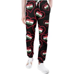 I Love Hongarije Rood Hart Heren Joggingbroek Casual Joggers Broek Atletische Lounge Broek Met Zakken Voor Vrouwen