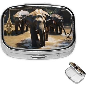 Rechthoekige pillendoos met pillendoos met 3 compartimenten om olifant drinkwater pillendoos kleine pillenorganizer waterdicht klein pillendoosje voor op reis pillencontainers voor medicatieplanner