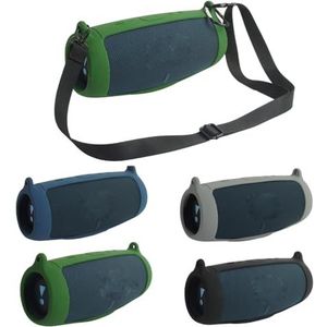 Beschermende draagtas voor JBL Charge 5 Bluetooth-luidspreker, siliconen hoes met schouderriem en karabijnhaak (GROEN)