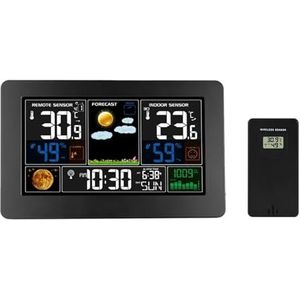 Multifunctioneel weerstation Wekker Thermometer Hygrometer Touchscreen Draadloze sensor Zonsopgang Zonsondergang Hygrothermograaf,Nauwkeurig voorspellen(FJ3378B)