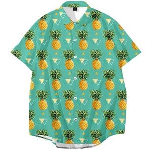 Ffnkrnfi Mannen Body Building Polo's Shirts Ananas Fruit Patroon 3D Printing Outdoor Strand Korte Mouwen, 00208, XL