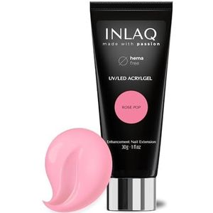 INLAQ® Acryl Gel Nagelgel voor Nagelverlenging – Acryl Polyacrylgel Polygel Verdikking Verbetering Building Natuurlijke Look Verdikkende Builder Versterking Nagel Nail Art – Rose Pop 30ml