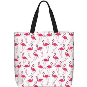 OdDdot Roze Tulpen Print Tote Bag, Hobo Bag Crossbody Tas Voor Vrouwen Grote Capaciteit Mama Tas Schoudertas, Roze Flamingo Patroon, Eén maat