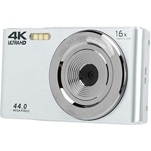 4K Digitale Camera, 44MP 16X Zoomcamera 2,8 Inch Schokbestendig Vlogcamera voor Fotografie, Draagbare Videocamera met Vullicht, Cadeau voor Kinderen Volwassenen Tieners Beginners (Zilver)