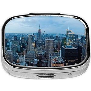 New York Fashion City Vierkante Pillendoos, Pil Dispenser Doos Kabeljauw Leverolie Doos Vitamine Pil Doos Patiënt Pillendoos