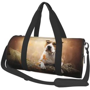 American Staffordshire Terrier afdrukken, grote capaciteit reizen plunjezak ronde handtas sport reistas draagtas fitness tas, zoals afgebeeld, Eén maat