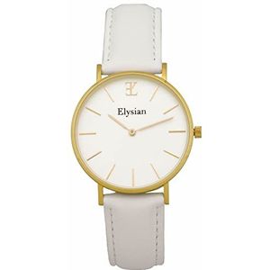 Elysian Gouden Dames Horloge met Wit Lederen Horlogeband 36mm